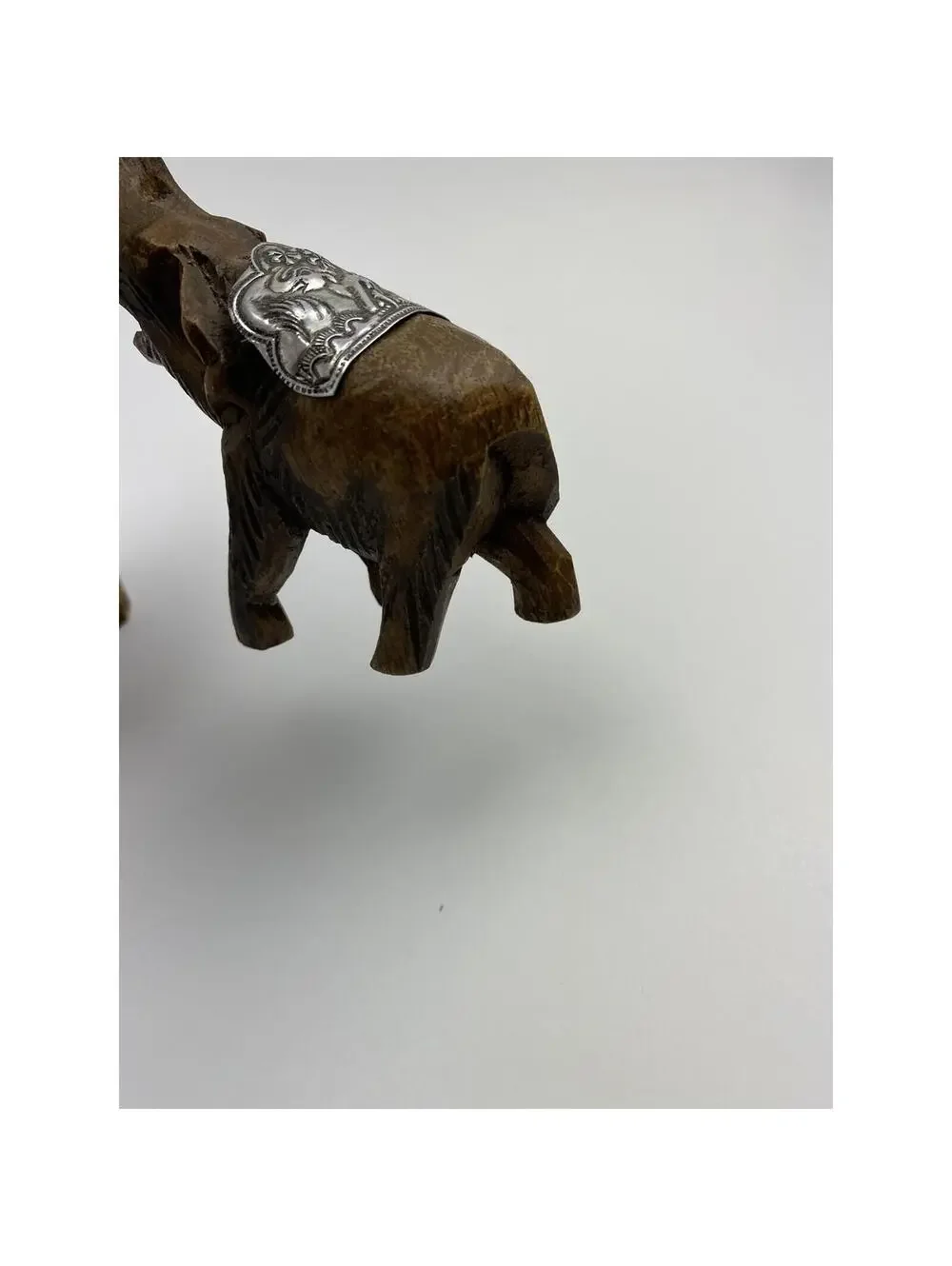 Wooden Elephants Hand Carved 2pc set Vintage *As is